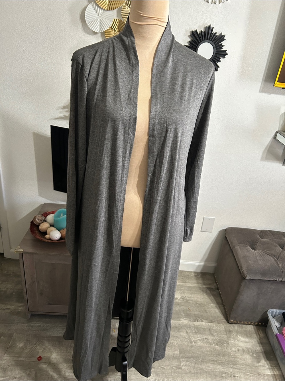 Long Open-Front Women's Cardigan Sweater - Gray